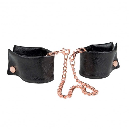 Черные мягкие наручники Entice French Cuffs с цепью - California Exotic Novelties - купить с доставкой в Кисловодске