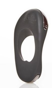 Черное эрекционное виброкольцо с двумя виброэлементами ATOM PLUS - Hot Octopuss - в Кисловодске купить с доставкой