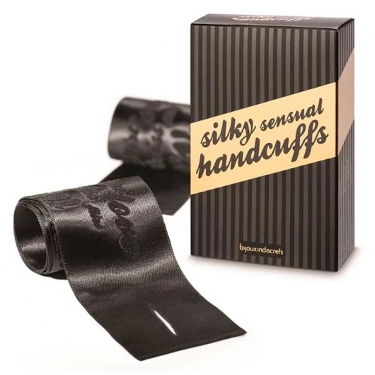 Черные ленты для связывания SILKY SENSUAL HANDCUFFS - Bijoux Indiscrets - купить с доставкой в Кисловодске