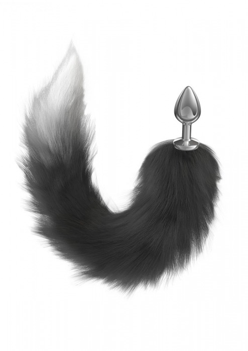 Серебристая анальная пробка с черным хвостом Galaxy - Lola Games - купить с доставкой в Кисловодске