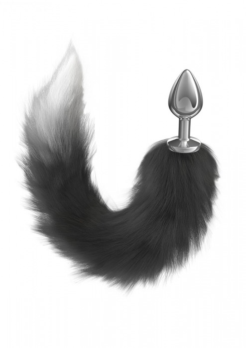 Серебристая анальная пробка с черным хвостом Starlit - Lola Games - купить с доставкой в Кисловодске