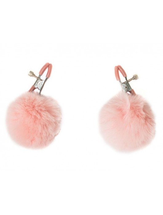 Зажимы на соски Angelic с розовыми меховыми шариками - Lola Games - купить с доставкой в Кисловодске