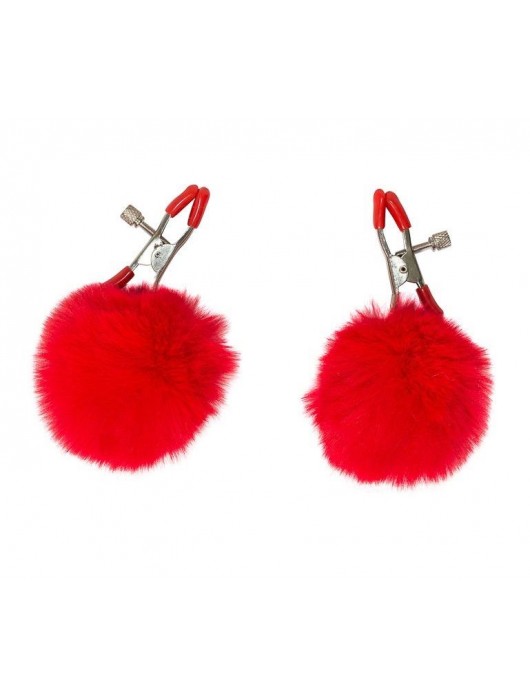 Зажимы на соски Angelic с красными меховыми шариками - Lola Games - купить с доставкой в Кисловодске