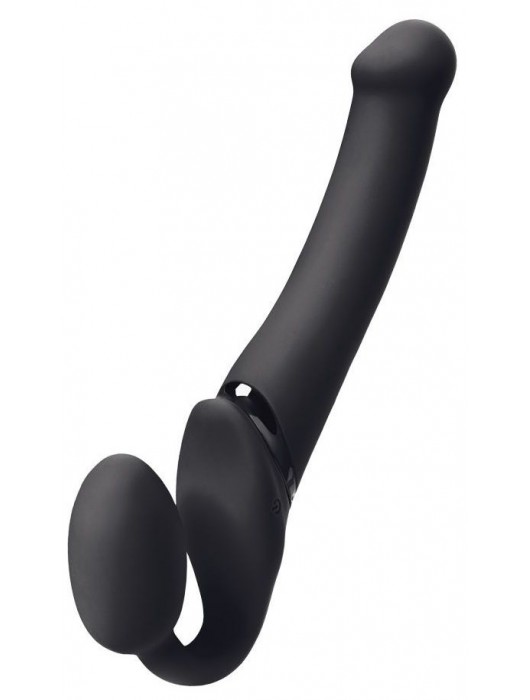 Черный безремневой вибрострапон Silicone Bendable Strap-On M - Strap-on-me - купить с доставкой в Кисловодске