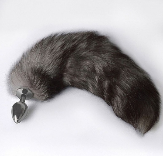 Серебристая коническая анальная пробка с пушистым хвостиком - Sitabella - купить с доставкой в Кисловодске