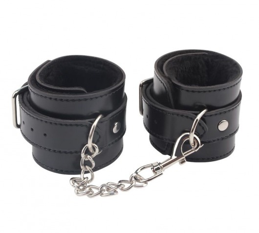 Черные оковы на ноги Obey Me Leather Ankle Cuffs - Chisa - купить с доставкой в Кисловодске