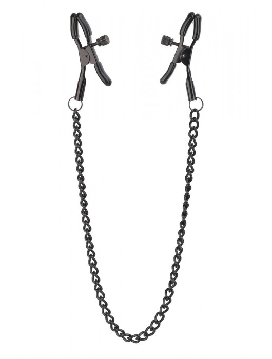 Черные зажимы на соски на цепочке BLAZE DELUXE NIPPLE CLAMPS - Dream Toys - купить с доставкой в Кисловодске