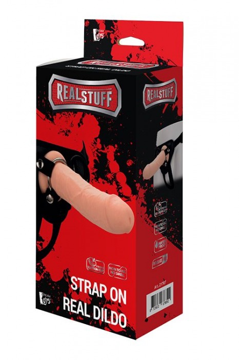 Черные трусики с телесной насадкой STRAP ON REAL DILDO - 21 см. - Dream Toys - купить с доставкой в Кисловодске