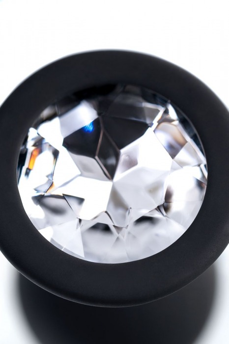 Черная анальная втулка с прозрачным стразом - 7,2 см. - POPO Pleasure - купить с доставкой в Кисловодске