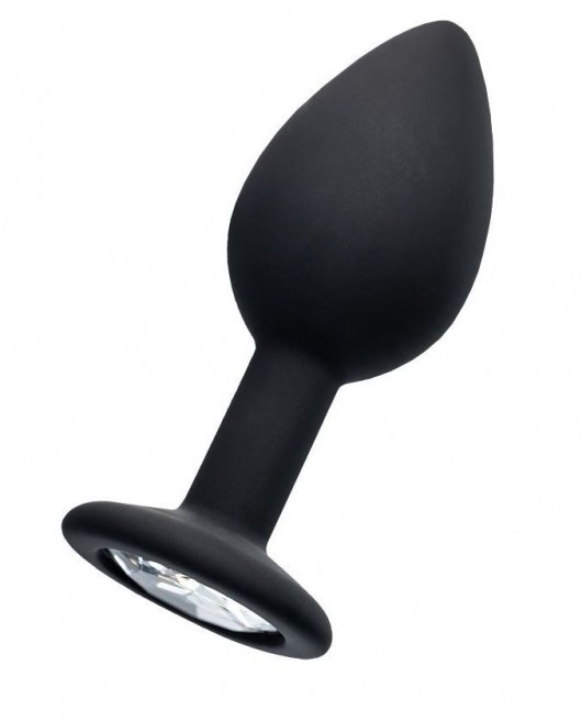 Черная анальная втулка с прозрачным стразом - 7,2 см. - POPO Pleasure - купить с доставкой в Кисловодске