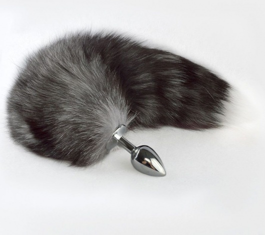 Серебристая анальная пробка с серым хвостиком - Sitabella - купить с доставкой в Кисловодске