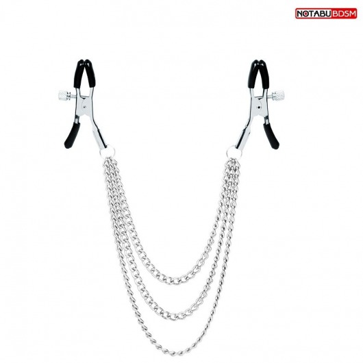Оригинальные зажимы на соски с тройной цепочкой - Notabu - купить с доставкой в Кисловодске