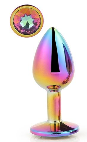 Голографическая анальная втулка с радужным кристаллом - 7,1 см. - Dream Toys - купить с доставкой в Кисловодске