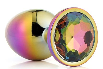 Голографическая анальная втулка с радужным кристаллом - 7,1 см. - Dream Toys - купить с доставкой в Кисловодске