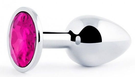 Серебристая анальная пробка с малиновым кристаллом - 7,2 см. - Anal Jewelry Plug - купить с доставкой в Кисловодске