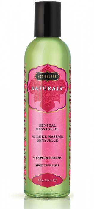 Массажное масло Naturals Strawberry Dreams с ароматом клубники - 236 мл. - Kama Sutra - купить с доставкой в Кисловодске