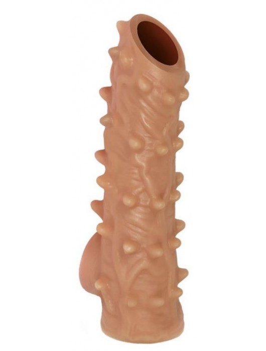 Телесная насадка с шипами и открытой головкой Nude Sleeve L - 14 см. - KOKOS - в Кисловодске купить с доставкой