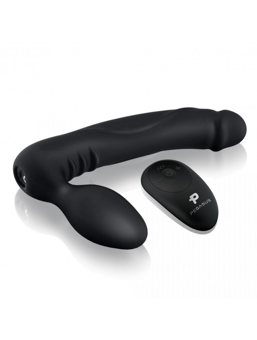 Черный безремневой страпон с вибрацией - 20,3 см. - Pegasus - купить с доставкой в Кисловодске
