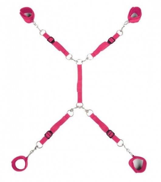 Ярко-розовый набор фиксаций на кровати Classic Bed Spreader - Lux Fetish - купить с доставкой в Кисловодске