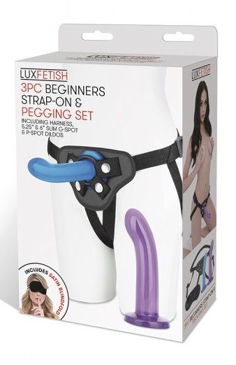 Страпон унисекс Beginners Strap-On с 2 насадками - 15 и 13 см. - Lux Fetish - купить с доставкой в Кисловодске