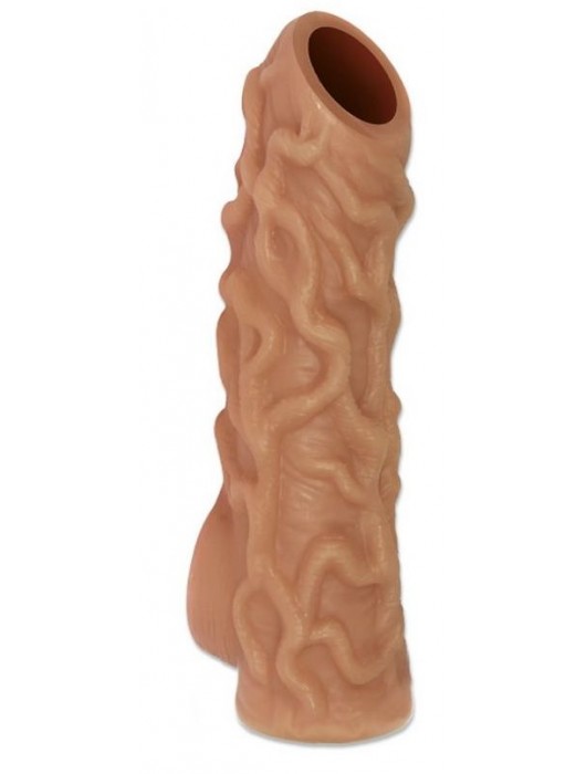 Телесная насадка с венками и открытой головкой Nude Sleeve S - 10 см. - KOKOS - в Кисловодске купить с доставкой