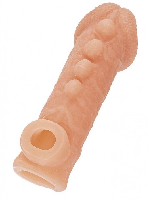 Телесная закрытая насадка с шишечками Cock Sleeve Size M - 15,6 см. - KOKOS - в Кисловодске купить с доставкой