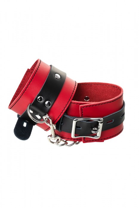 Красно-черные оковы на ноги из кожи - ToyFa - купить с доставкой в Кисловодске