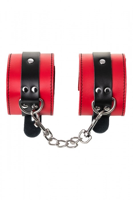 Красно-черные оковы на ноги из кожи - ToyFa - купить с доставкой в Кисловодске