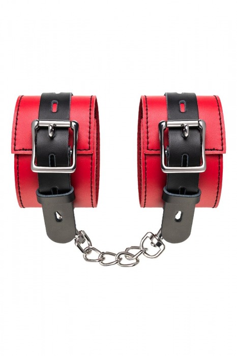 Красно-черные оковы на ноги из кожи - ToyFa - купить с доставкой в Кисловодске