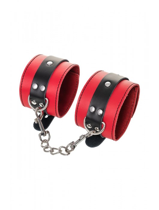 Красно-черные оковы на ноги из кожи - ToyFa - купить с доставкой в Кисловодске