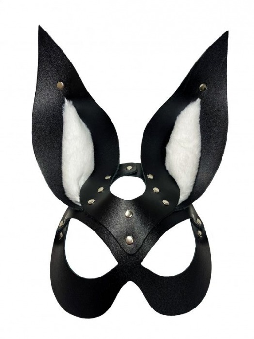Черная маска зайки с белым мехом на ушках Miss Bunny - БДСМ Арсенал - купить с доставкой в Кисловодске