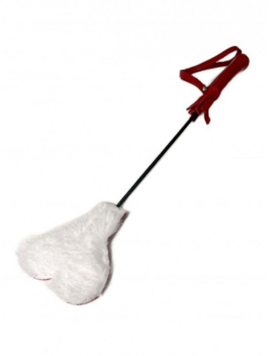 Красно-белый кожаный мини-стек - 36 см. - БДСМ Арсенал - купить с доставкой в Кисловодске