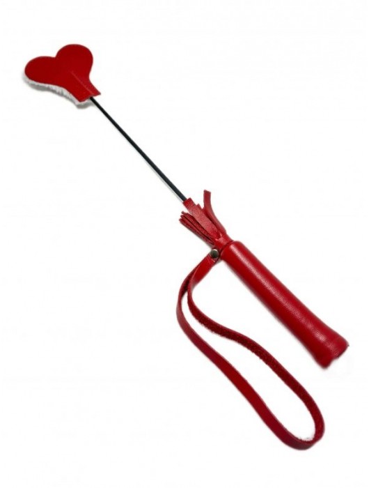 Красно-белый кожаный мини-стек - 36 см. - БДСМ Арсенал - купить с доставкой в Кисловодске