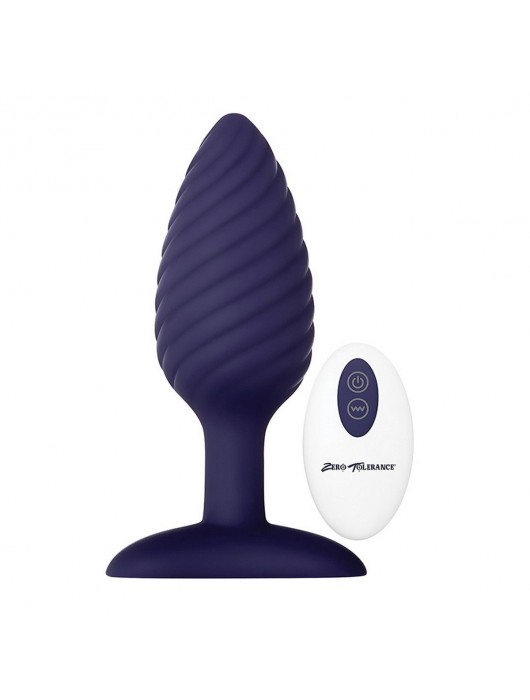 Синяя анальная пробка с вибрацией и пультом ДУ Wicked Twister - 12 см. - Zero Tolerance