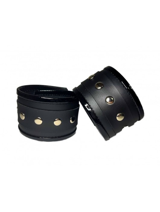 Черные наручники из эко-кожи - БДСМ Арсенал - купить с доставкой в Кисловодске