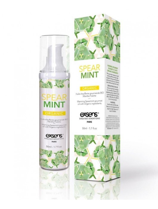 Разогревающее массажное масло Gourmet Spearmint Organic с органическими ингредиентами - 50 мл. - Exsens - купить с доставкой в Кисловодске