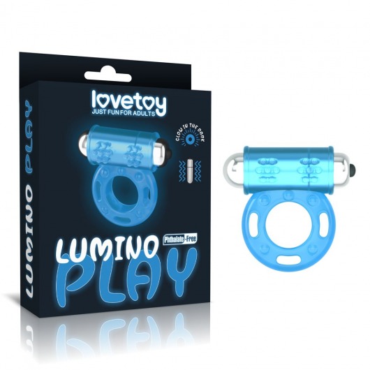 Голубое, светящееся в темноте эрекционное виброкольцо Lumino Play Vibrating Penis Ring - Lovetoy - в Кисловодске купить с доставкой