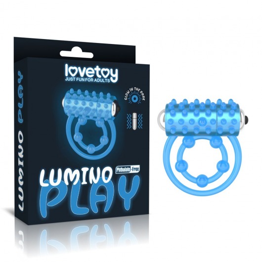 Голубое, светящееся в темноте виброкольцо Lumino Play Vibrating Penis Ring - Lovetoy - в Кисловодске купить с доставкой