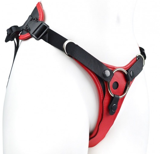 Красно-черный женский пояс с 2 способами крепления насадок - LOVETOY (А-Полимер) - купить с доставкой в Кисловодске