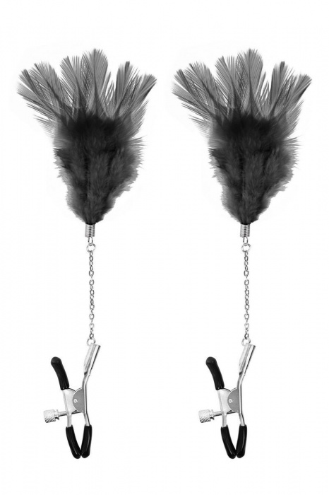 Зажимы для сосков с черными перьями Sweet Caress Feather Nipple Clumps - Sweet Caress - купить с доставкой в Кисловодске