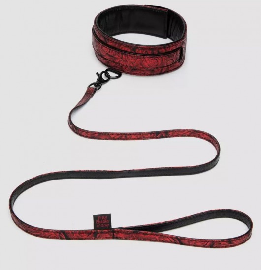 Стильный ошейник с поводком Reversible Faux Leather Collar and Lead - Fifty Shades of Grey - купить с доставкой в Кисловодске
