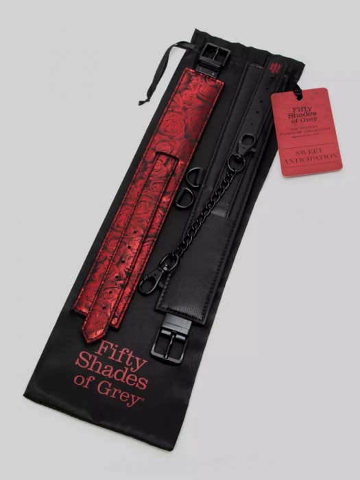 Красно-черные оковы Reversible Faux Leather Ankle Cuffs - Fifty Shades of Grey - купить с доставкой в Кисловодске