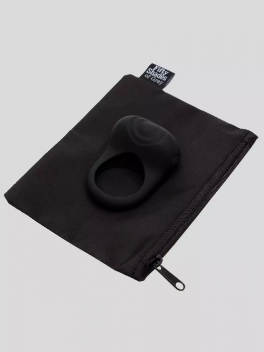 Черное эрекционное виброкольцо Sensation Rechargeable Vibrating Love Ring - Fifty Shades of Grey - в Кисловодске купить с доставкой