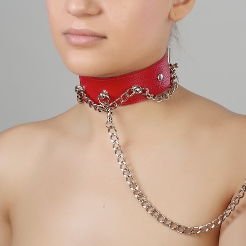 Красный ошейник из натуральной кожи - Sitabella - купить с доставкой в Кисловодске