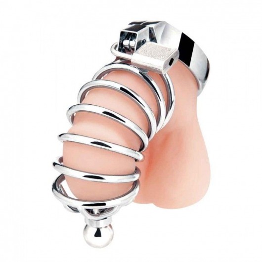 Серебристая клетка для члена Urethral Play Cage - BlueLine - купить с доставкой в Кисловодске