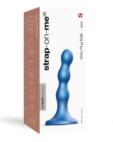 Голубая насадка Strap-On-Me Dildo Plug Balls size S - Strap-on-me - купить с доставкой в Кисловодске