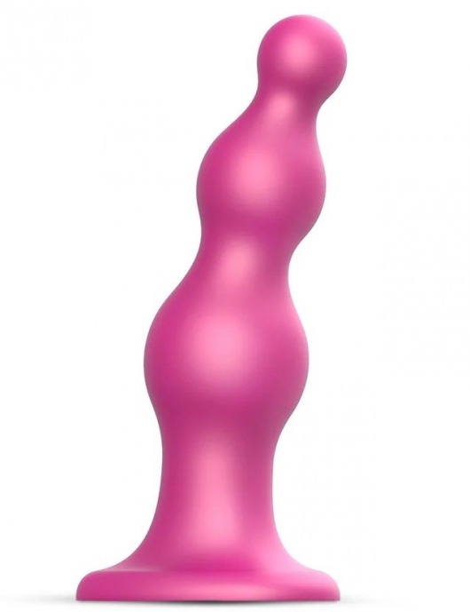 Розовая насадка Strap-On-Me Dildo Plug Beads size S - Strap-on-me - купить с доставкой в Кисловодске