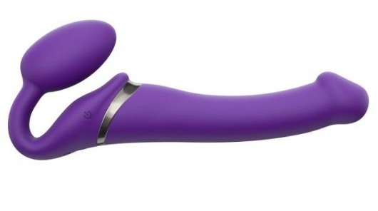 Фиолетовый безремневой вибрострапон Vibrating Bendable Strap-On - size L - Strap-on-me - купить с доставкой в Кисловодске
