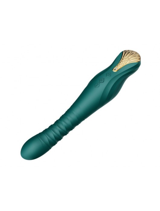 Изумрудный вибратор King с функцией возвратно-поступательных движений - 30,2 см. - Zalo