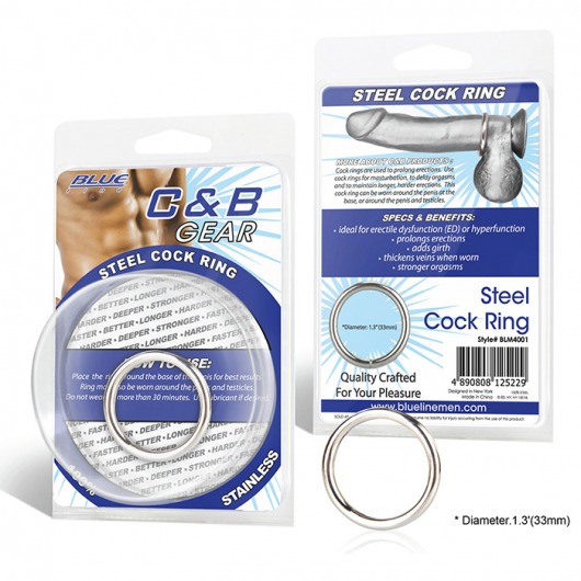 Стальное эрекционное кольцо STEEL COCK RING - 3.5 см. - BlueLine - в Кисловодске купить с доставкой
